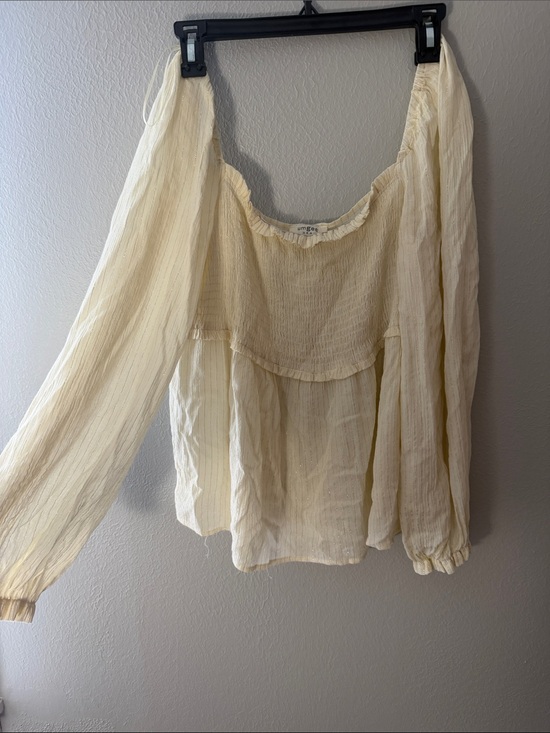 Umgee Tops - Umgee Cream Lightweight Gauze Peasant Blouse